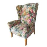 MB - Floral Upholstered Wingback Armchair