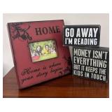 MB - Decorative Photo Frame and Motivational Wood Block Signs Set