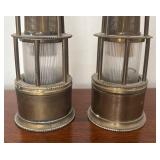 MB - Pair of Antique Brass Miner Lamps