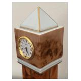MB - Limoges France Rochard Porcelain Obelisk Desk Clock