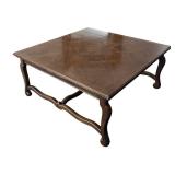 LR - Vintage Henredon Square Coffee Table with Cabriole Legs