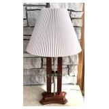 LL  - Vintage Wooden Shuttle Lamp with Pleated Shade