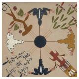 LL  - Framed Sand Art by L. Price with Four Sacred Plants