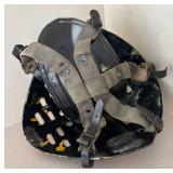 LL  - Vintage Black and Yellow Goalie Hockey Mask with Straps