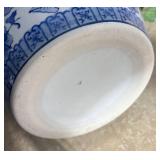 LL  - Blue and White Planter Pot with Artificial Ivy Greenery