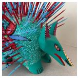 LL  - Folk Art Wooden Porcupine Sculpture by Vicente Hernandez Vasquez