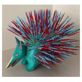 LL  - Folk Art Wooden Porcupine Sculpture by Vicente Hernandez Vasquez