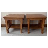 LL  - Pair of Mission Style Oak Side Tables