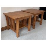 LL  - Pair of Mission Style Oak Side Tables