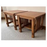 LL  - Pair of Mission Style Oak Side Tables
