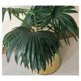 LL  - Faux Greenery Arrangement Brass Planter