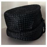 LL  - Vintage Darcel Exclusive Black Woven Hat with Rhinestone Brooch