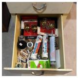 TR - Four Drawer Metal Cabinet with Assorted Household Supplies