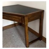 LLBR - Vintage Wood Corner Desk with Drawer and Chair