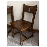 LLBR - Vintage Wood Corner Desk with Drawer and Chair