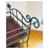 K - Metal and Wood Rolling Bar Cart with Wine Rack