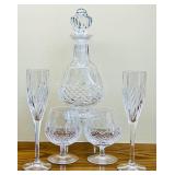 DR - Vintage Crystal Decanter with Stopper and 4 Glasses Set