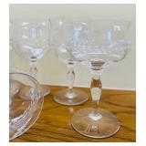 DR - Set of 8 Vintage Etched Crystal Wine Glasses