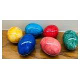 LR - Set of 6 Italian Marble Egg Shaped Decor Pieces, 2.5 in