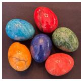 LR - Set of 6 Italian Marble Egg Shaped Decor Pieces, 2.5 in
