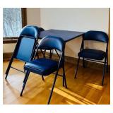DR - Blue Folding Card Table with 4 Padded Chairs
