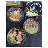 P - Russian Nesting Dolls, Hand-Painted Plates, and Signed Folk Art Painting