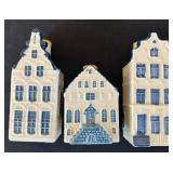P - Set of 6 KLM Delft Blue Miniature Ceramic Houses