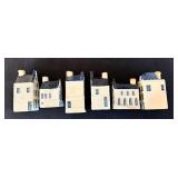 P - Set of 6 KLM Delft Blue Miniature Ceramic Houses