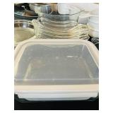 P - Collection of Pots, Pans, Knives, and Glass Bakeware Kitchenware Set