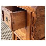 Vintage Chinese Beech Hardwood Single Drawer Carved Coffer or Altar Table