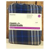Room Essentials - Queen Microfiber Sheet Set Blue/Gen Plaid