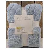 Room Essentials - Blue Jacquard Plush Blanket  (90in x 92in)