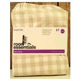 Room Essentials -  Queen Beige Gingham Microfiber Sheet Set