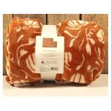 Threshold - Plush Throw Blanket Reversible 50inx60in  Rust Orange Fall Throw