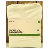 Room Essentials - Easy Care, Cotton Blend Sateen Sheet Set, White, Twin/XL Twin