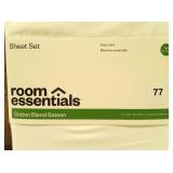 Room Essentials - Easy Care, Cotton Blend Sateen Sheet Set, White, Twin/XL Twin