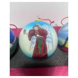 Set of Three Hand painted  4" Glass Ornaments in Decorative Box