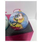 Set of Three Hand painted  4" Glass Ornaments in Decorative Box