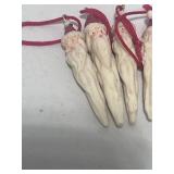 11 Vintage Mini Icicle Santa Ornaments 2"