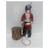 Vintage Solid Brass Drum Christmas Ornament and Metal Drummer Boy Ornament