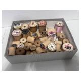 Box of Vintage Wooden Spools Great for Crafts