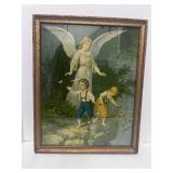 Vintage Guardian Angel Print 15" X 12"