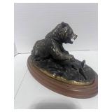 Bronze Grizzly Bear Figurine and Crouching Elephant