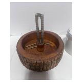 Wooden Nut Cracker Bowl and Honey Pot