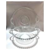 Two Vintage Imperial Glass Candlewick Pieces: 9" Bowl and 11" Platter
