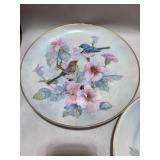 Two Vintage Plates: Blue Birds and Bavarian Made Flower Plate