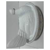 Hen On Nest Challinor Milk Glass Westmorland? Glass Eyes Painted Base 7"