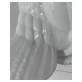 Hen On Nest Challinor Milk Glass Westmorland? Glass Eyes Painted Base 7"