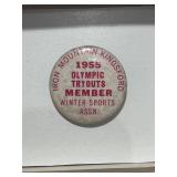 1955 Olympic Tryouts Member Pinback Button-Iron Mountain Kingsford