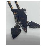 Native American Arrowhead Pendant on Braided Cord